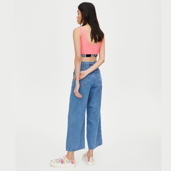 NEW Pull & Bear Ribbed Self Love Vintage Style Sporty Top Size S - Picture 9 of 9